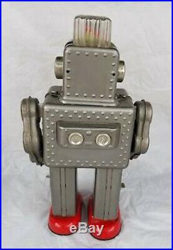 SPACE ROBOT 1960's LIN MAR SMOKING BATTERY OPERATED LARGE WORKS VERY RARE