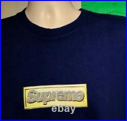 SS13 Supreme Bling Box Logo Tee blue T-shirt size L large Very Rare Vintage 2013