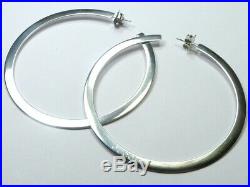 STUNNING VERY LARGE 6.8cm RARE GENUINE GUCCI SILVER HOOP EARRINGS BOXED