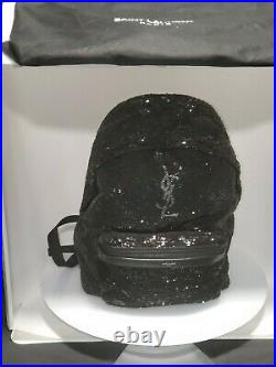 Saint Laurent YSL Monogram Black Sequin City Backpack Full size Very Rare-NEW