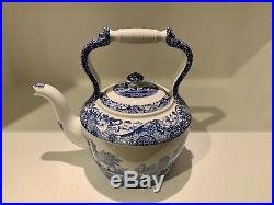 Spode Blue England Italian Design Very Large and Rare Tea Kettle