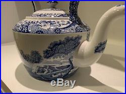 Spode Blue England Italian Design Very Large and Rare Tea Kettle