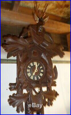 Stunning Very Large Rare German Schmeckenbecher 8 Day Hunter Deer Cuckoo Clock