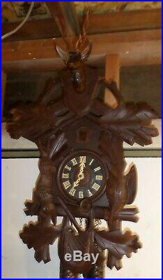 Stunning Very Large Rare German Schmeckenbecher 8 Day Hunter Deer Cuckoo Clock