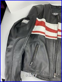 Super Rare Nexx Moto Leather Jacket Rising Sun 7 Usa Flag Very Nice Sz 50(lg)