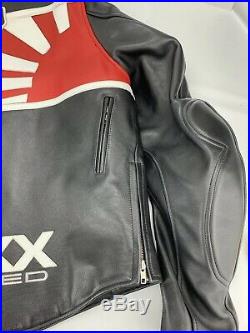 Super Rare Nexx Moto Leather Jacket Rising Sun 7 Usa Flag Very Nice Sz 50(lg)