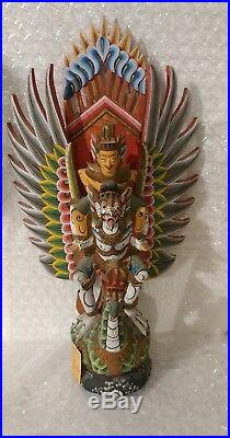 Traditional Balinese Wood Carving of Garuda Very Large 33x 19 Rare 1900's