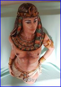 VERY LARGE YOUNG CLEOPATRA BUST EXOTIC EGYPT 84 cm HEIGHT RARE CERAMIC