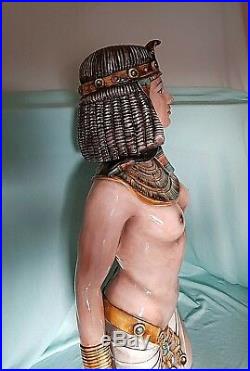 VERY LARGE YOUNG CLEOPATRA BUST EXOTIC EGYPT 84 cm HEIGHT RARE CERAMIC