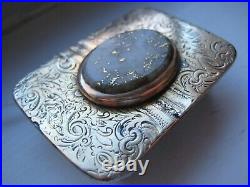 VERY OLD & RARE Sterling & Gold Buckle with a LARGE CHUNK of GOLD IN QUARTZ