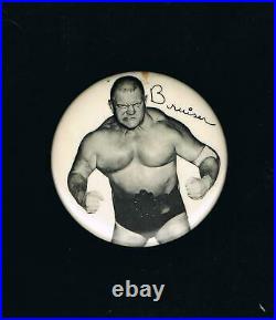 VERY RARE 1950-60's wrestler DICK THE BRUISER wrestling large pinback button