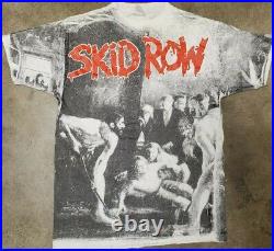 VERY RARE 1990s Skid Row Slave to the Grind All-Over Print T-Shirt L