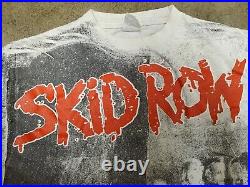 VERY RARE 1990s Skid Row Slave to the Grind All-Over Print T-Shirt L