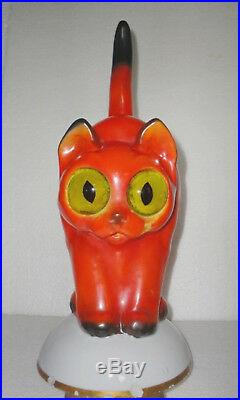 VERY RARE ANTIQUE GOEBEL PORCELAIN, LARGE HALLOWEEN CAT PERFUME LAMP-c1920