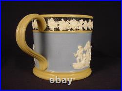 VERY RARE ANTIQUE mid-1800s LARGE RAISED RELIEF MUG YELLOW WARE