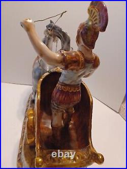 VERY RARE Extra Large Vintage Capodimonte ROMAN SOLDIER IN CHARIOT