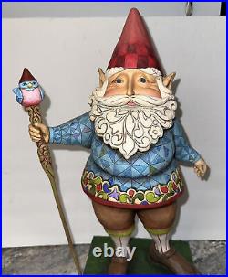 VERY RARE Jim Shore LARGE 19 GARDEN Elf GNOME With Blue Bird Staff