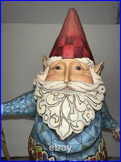 VERY RARE Jim Shore LARGE 19 GARDEN Elf GNOME With Blue Bird Staff