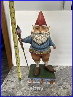 VERY RARE Jim Shore LARGE 19 GARDEN Elf GNOME With Blue Bird Staff