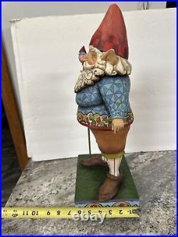 VERY RARE Jim Shore LARGE 19 GARDEN Elf GNOME With Blue Bird Staff