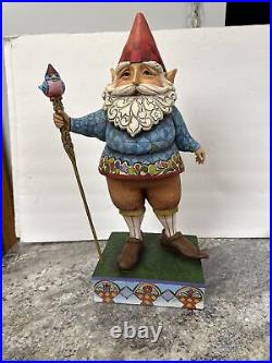 VERY RARE Jim Shore LARGE 19 GARDEN Elf GNOME With Blue Bird Staff