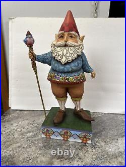 VERY RARE Jim Shore LARGE 19 GARDEN Elf GNOME With Blue Bird Staff