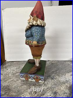 VERY RARE Jim Shore LARGE 19 GARDEN Elf GNOME With Blue Bird Staff