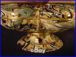 VERY RARE LARGE 1800s AGATE MASTER SALT SIGNED MINTON MOCHAWARE YELLOW WARE MINT