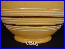 VERY RARE LARGE 1800s JEFFORDS POTTERY 12 INCH 11 BAND BOWL YELLOW WARE MINT