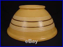 VERY RARE LARGE 1800s JEFFORDS POTTERY 12 INCH 11 BAND BOWL YELLOW WARE MINT