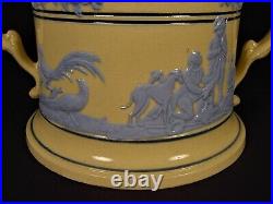 VERY RARE LARGE 1800s MARRIAGE PRESENTATION LOVING CUP STAFFORDSHIRE YELLOW WARE
