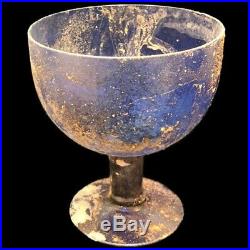 VERY RARE LARGE ANCIENT ROMAN BLUE GLASS CHALICE 1st Century A. D. (1)