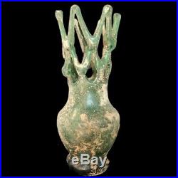 VERY RARE LARGE ANCIENT ROMAN GREEN GLASS VESSEL 1st Century