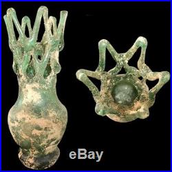 VERY RARE LARGE ANCIENT ROMAN GREEN GLASS VESSEL 1st Century