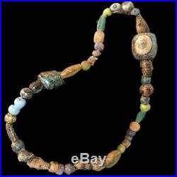 VERY RARE LARGE ANCIENT ROMAN MULTI COLOURED GLASS NECKLACE 1st Century