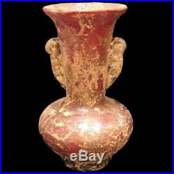 VERY RARE LARGE ANCIENT ROMAN RED GLASS VESSEL 1st Century A. D. (1)