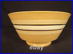 VERY RARE LARGE ANTIQUE 1800s BLACK & WHITE 9 BAND TEA BOWL YELLOW WARE MINT