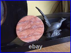 VERY RARE LARGE Antique 1920's Art Deco Clock Marble and Onyx. WORKING 50cm wide