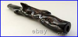 VERY RARE & LARGE Chinese/Japanese CORAL carved FISH cigarette HOLDER/pipe