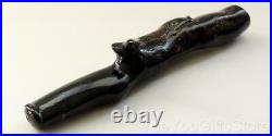 VERY RARE & LARGE Chinese/Japanese CORAL carved FISH cigarette HOLDER/pipe