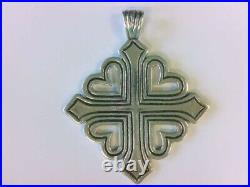 VERY RARE Large Retired James Avery Sterling 925 4 Open Hearts Cross Pendant