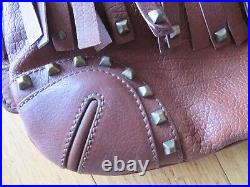 VERY RARE Michael Kors handbag, medium brown leather, brass hdwe, fringe, large