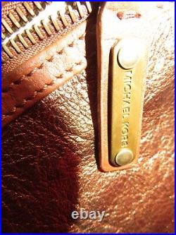 VERY RARE Michael Kors handbag, medium brown leather, brass hdwe, fringe, large