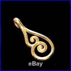 VERY RARE RETIRED James Avery 14k Gold Large Scroll Teardrop Pendant Necklace