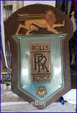 VERY RARE Rolls Royce Sign LARGE Plastic on Wood PICK UP ONLY