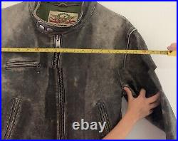 VERY RARE STYLE Avirex Motorcycle Club Leather Jacket Button Collar Size Large
