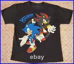 VERY RARE Sonic The Hedgehog and SHADOW T-shirt L SEGA Video Game