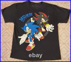 VERY RARE Sonic The Hedgehog and SHADOW T-shirt L SEGA Video Game