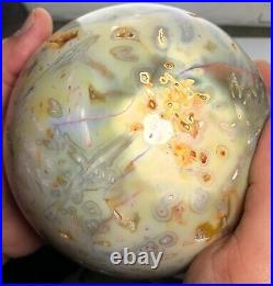 VERY RARE Very Large Sagenite Agate Sphere Druzy Quartz and Plume Agate 7+ LBS