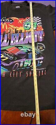 VERY RARE Vintage 1995 Bill Elliott AOP Batman X McDonald's NASCAR Shirt Size L